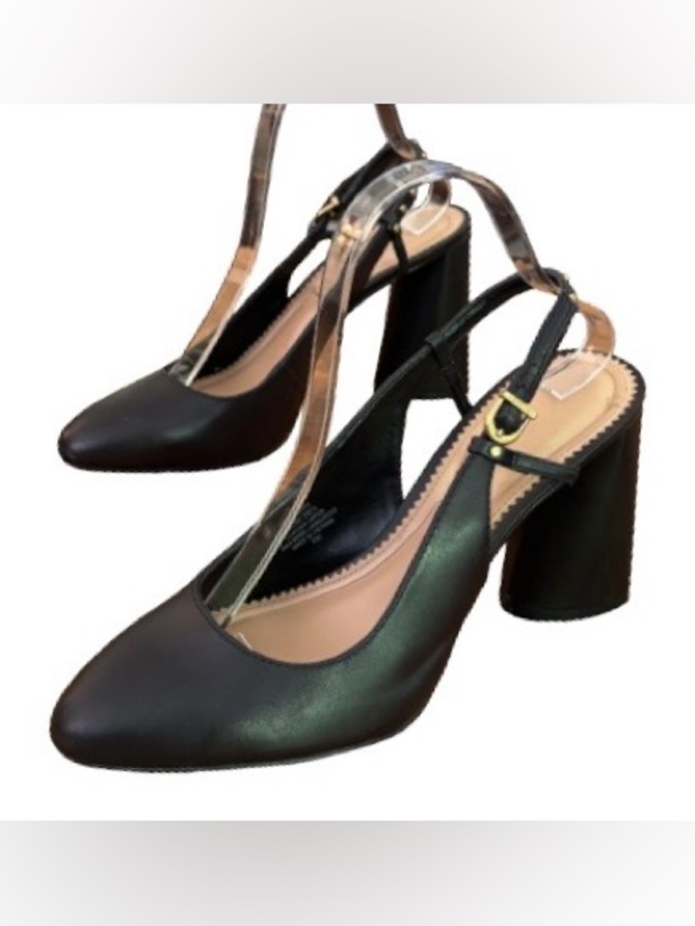 Vince Camuto Demmee blk slngbk blck heel w gold stds SZ 8.5 office siren classic